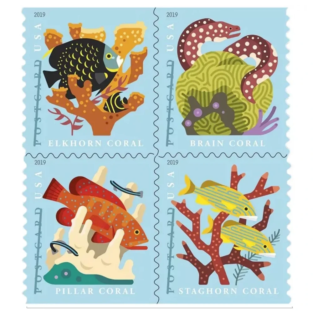 (2019) USPS Coral Reefs Postcard First Class Forever Postage Stamps